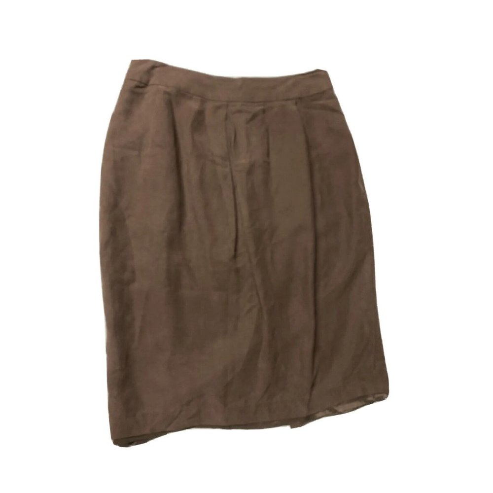 Spiegel Womens 8 Brown Silk Linen Blend Pencil Skirt Career Wear